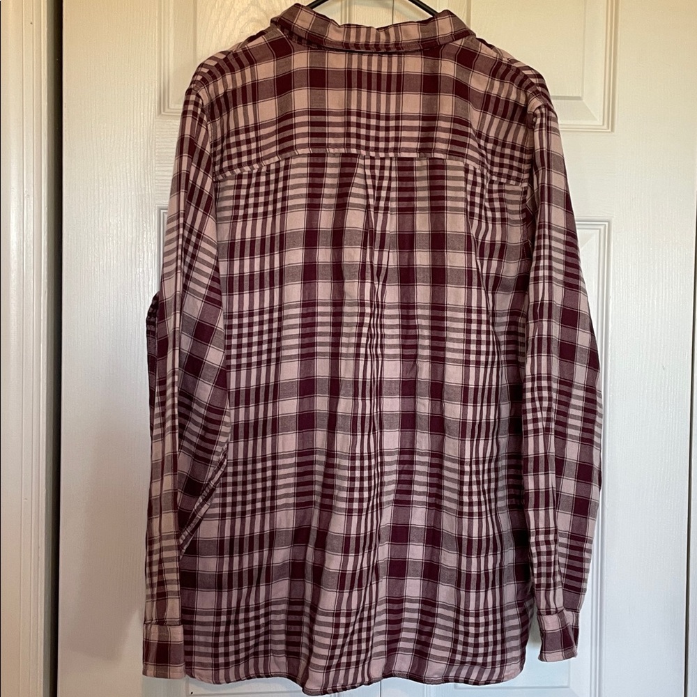 L.L. Bean Maroon/Pink Checkered/Plaid Tunic Shirt. Sz tag removed fits like L - Picture 7 of 8